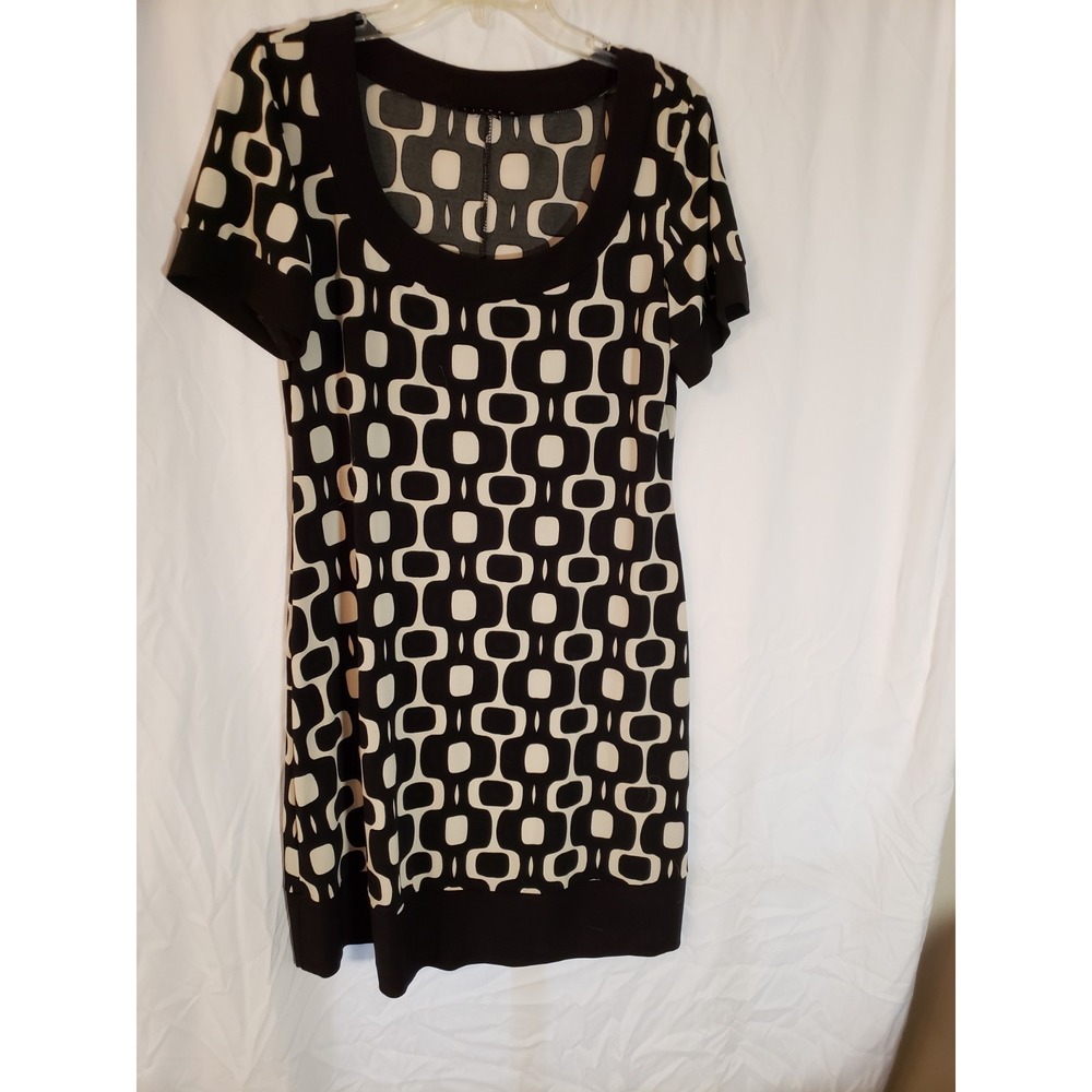 Women's Tiana B Black And White Geometric Pattern Dress Size M